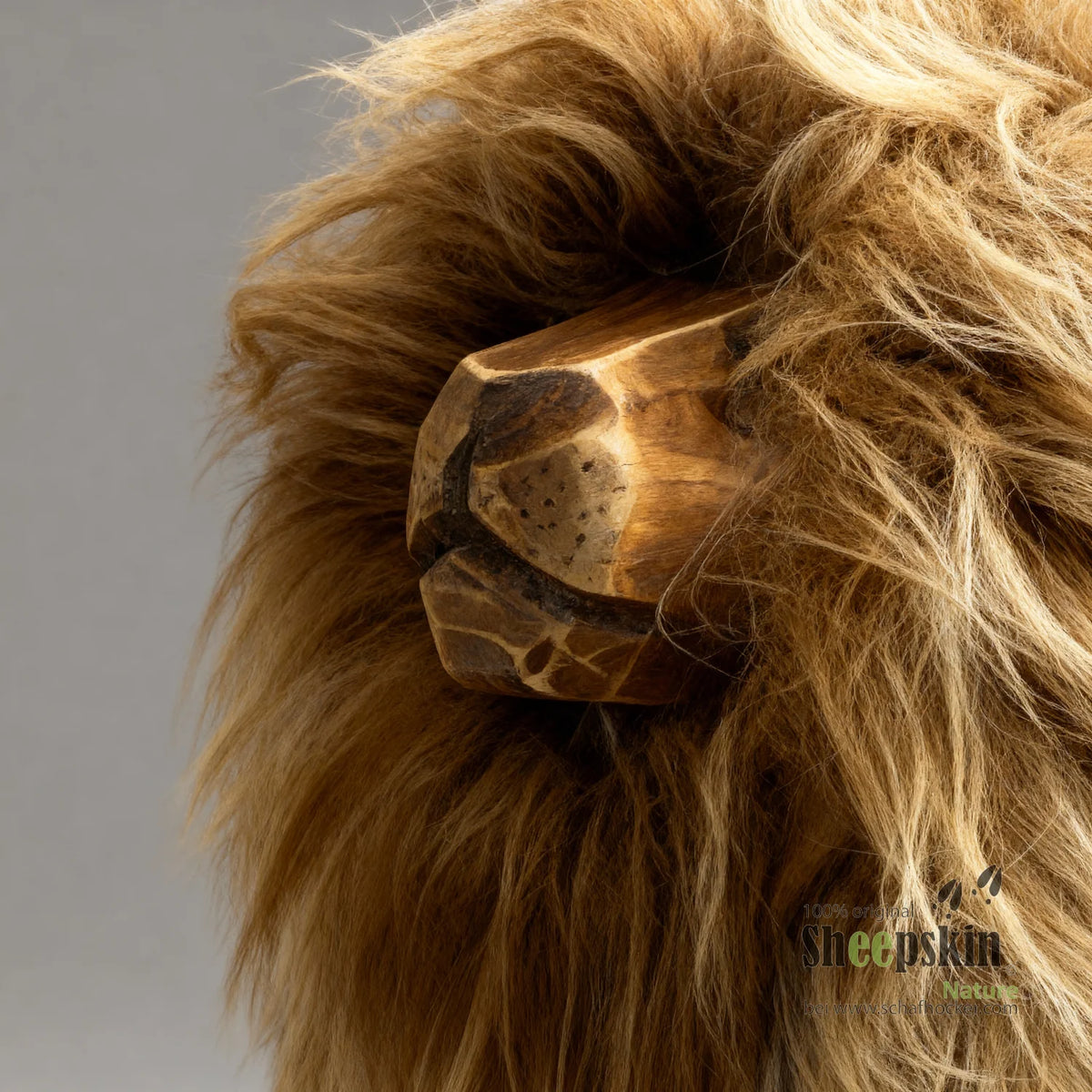 Tabouret animal lion »Simba« en véritable peau de mouton allemande – Naturel – Édition limitée